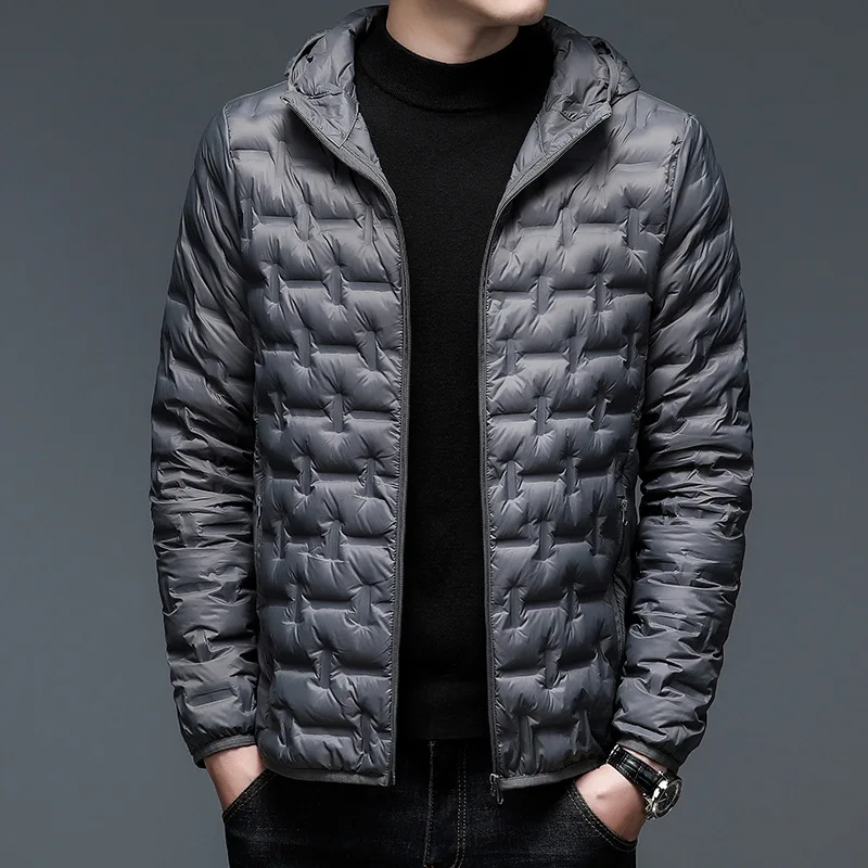 Lightweight and warm men's down jacket Hooded short 90 white down jacket solid color for men Fashion hoodie jacket youth