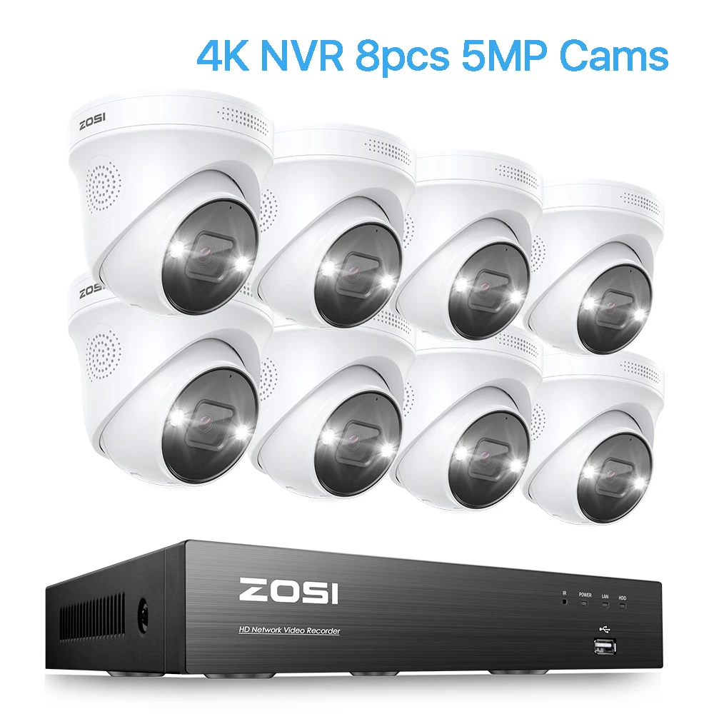 4K NVR 8pcs 5MP Cams