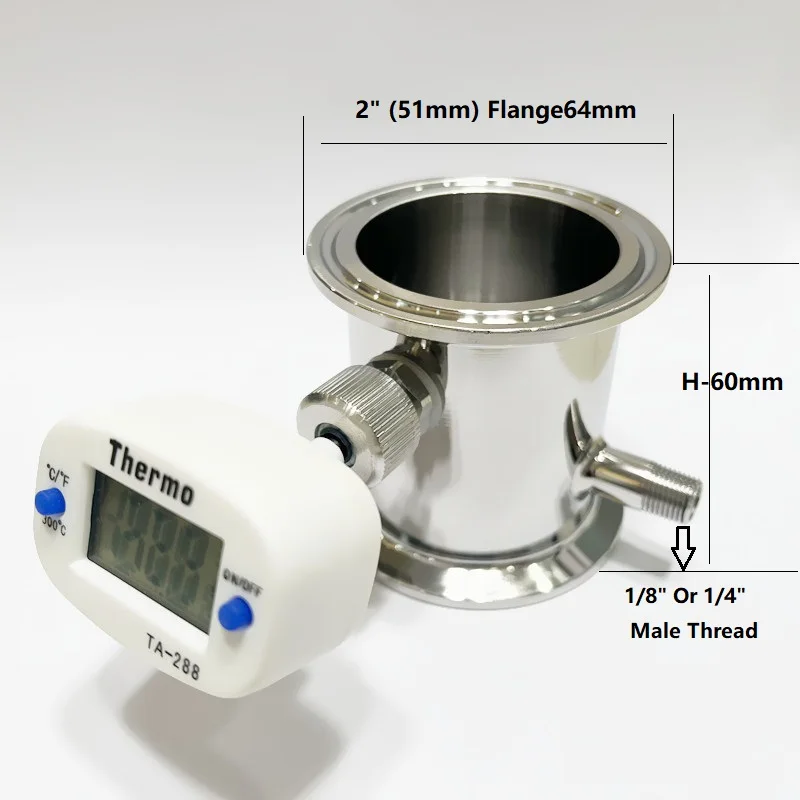 

2" (51mm) Flange64mm Rectification Module With 1/8" Or 1/4" Male Thread And Nipple For Homebrew Distillation Reflux Column SS304