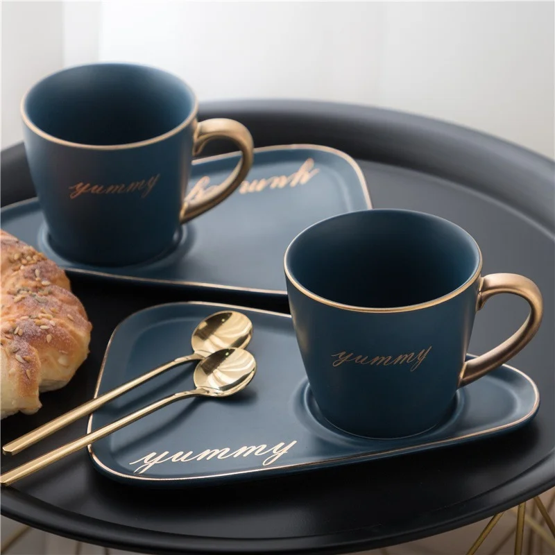 

Nordic Ceramics Coffee Cup and Saucer Set Luxury Minimalist Creativity Coffee Cups Home Breakfast Platillo De Taza Mugs