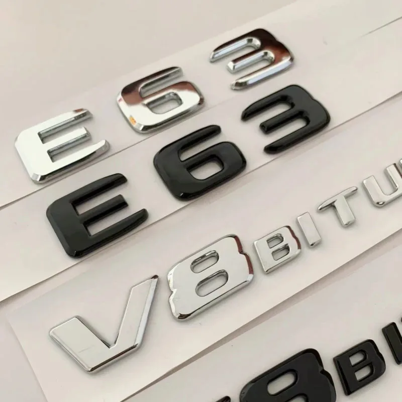 ABS 블랙 크롬 레터링 자동차 트렁크 스티커 E63 W213 W212 펜더 V8 BITURBO 엠블럼 트렁크 로고 액세서리