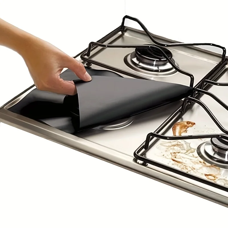 6pcs Premium Reusable Gas Range Stovetop Burner Protector Pad Liner Cover-Extra Thick 0.15mm for Cleaning Kitchen Tools