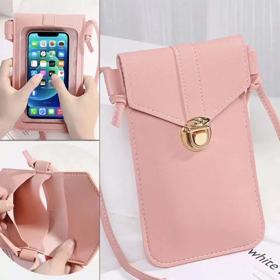 Borsa da telefono in pelle PU con finestra touchscreen Black | Leroy Merlin