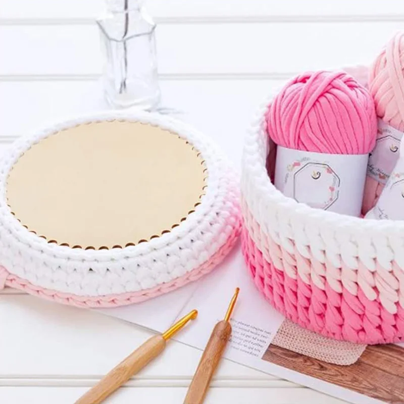 Description Picture 5 of itemCrochet Basket Base 10/15/20/25cm Unfinished Blank Cross Stitch Carved Hand-Woven DIY Crafts Supplies Basket Wooden Round Bottom