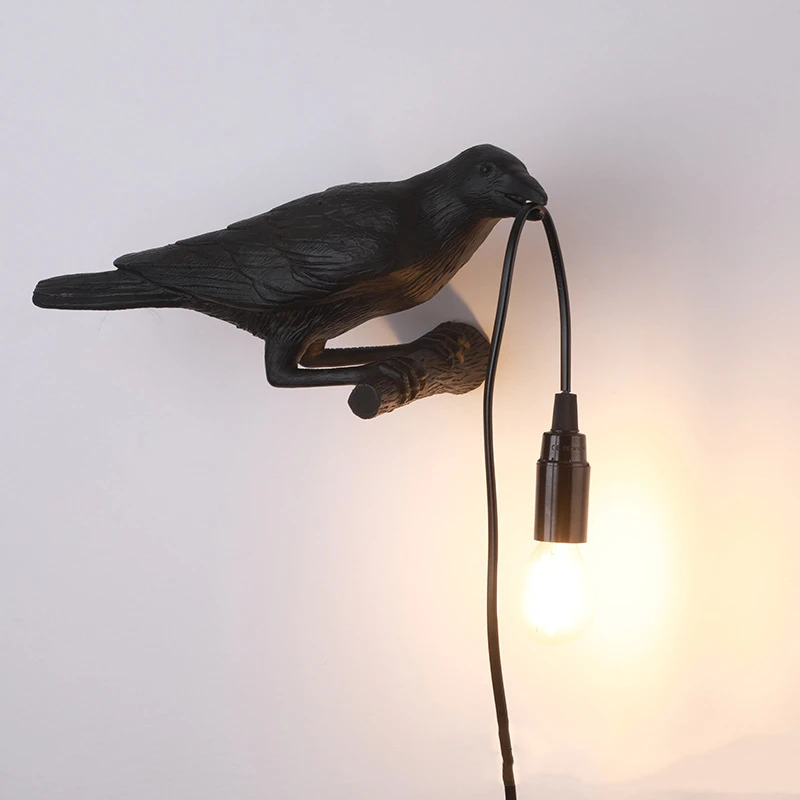 Applique murale corbeau faite main : lumière d'oiseau