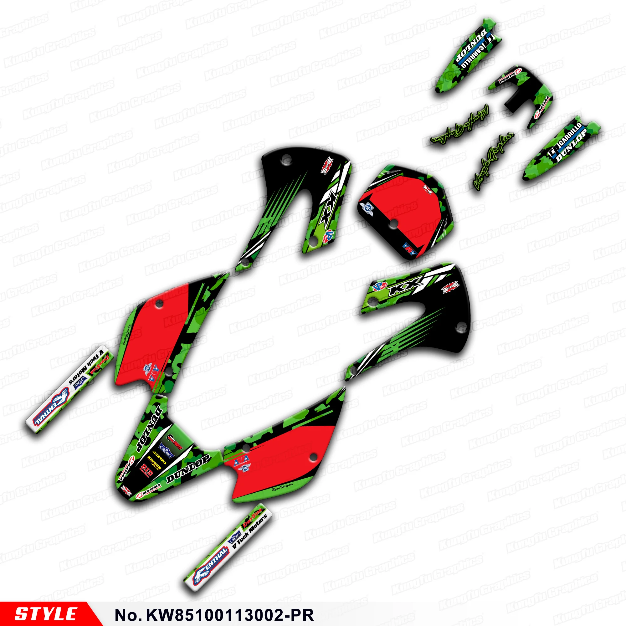 

Наклейки для мотоциклов ламинированные наклейки для Kawasaki KX 85 100 2001-2013, KW85100113002-PR