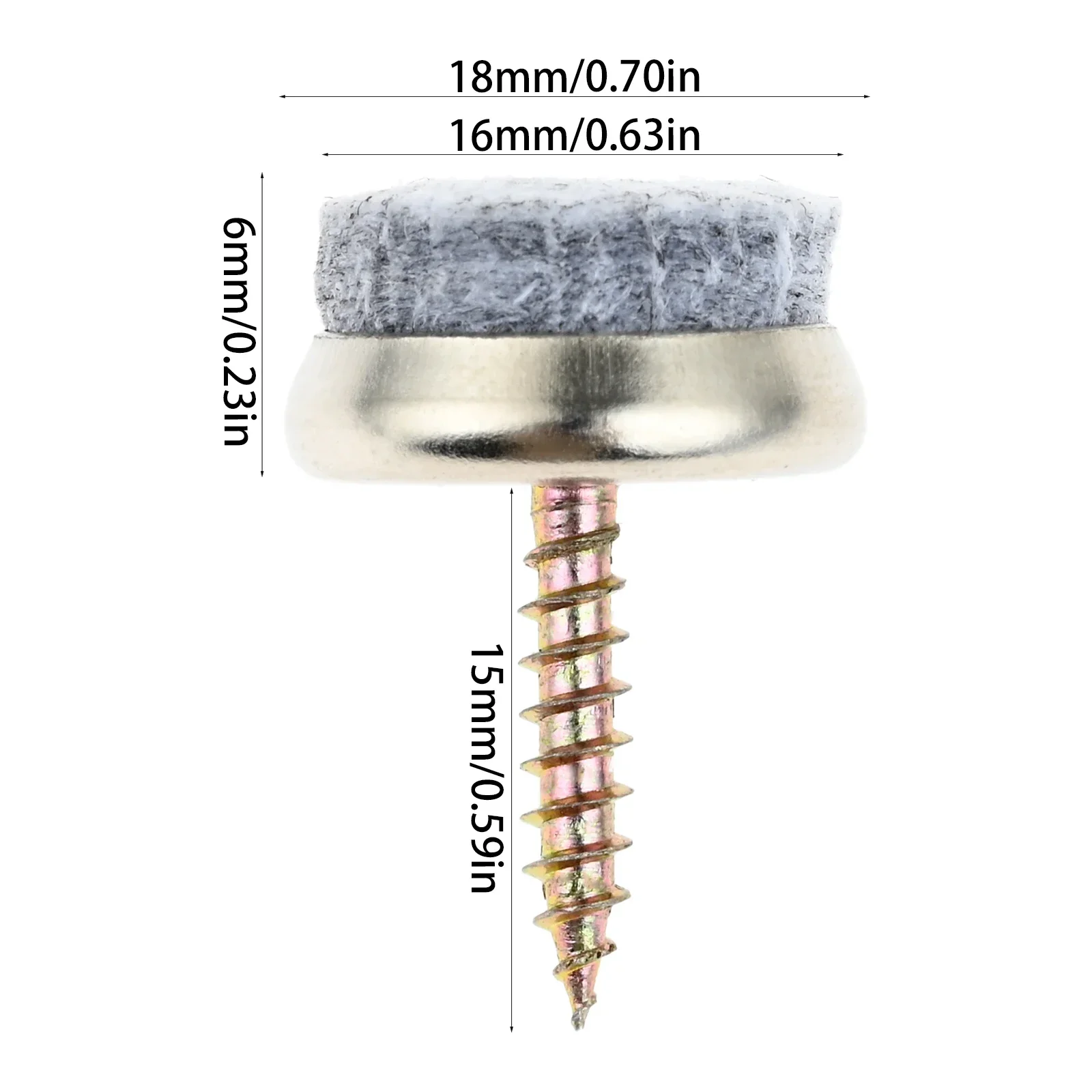 10pcs Screw-On Felt Furniture Pads