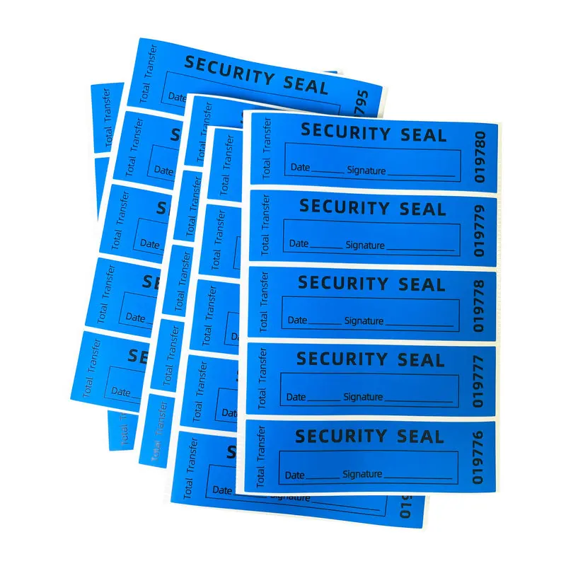 100pcs blue tamper proof label sticker/(90x25mm) Tear off invalid warranty seal sticker unique serial number high security label