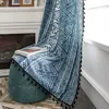 Half Blackout Curtains Boho Blue Geometric Printing Curtain for Living Room Kitchen Backdrop Curtain Cortina Home Decoration 2