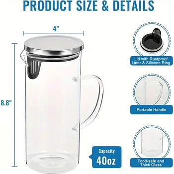 Laundry Detergent Dispenser for Laundry Room Organization and Storage - 40oz Glass Jars with Stainless Steel Lid, Handles and La 6
