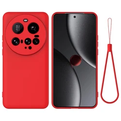 Premium Liquid Silicone Back Cover with Strap Lanyard - ELVEV Edition for Xiaomi 15 Ultra (Red)