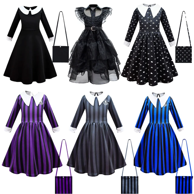 3-10 Years Kids Girls/women Wednesday Addams Series Cosplay Party