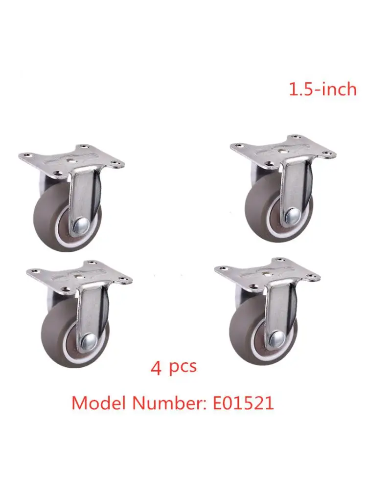 

4 Pcs/Lot Quality 1.5 Inch Plated Tpe Directional Caster Single Bearing Flat Fixed Pulley Quiet Wear Resistant Furniture Wheel