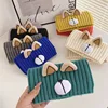New Women Cute Cartoon Bear Cap Hat Girl Lady Stretch Knitted Crochet Ponytail Beanies Hat Cap For Women 5