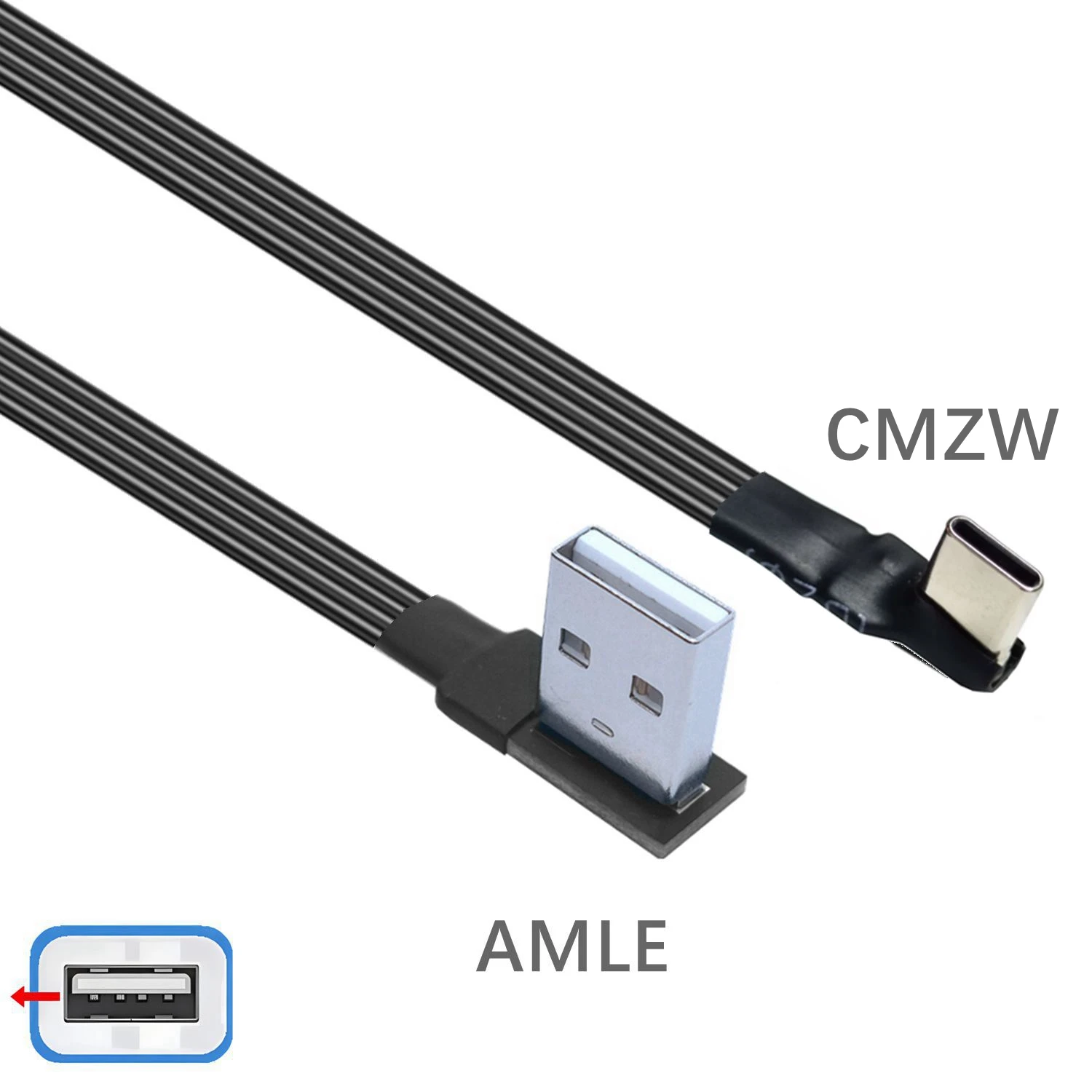 Reversible USB-C to USB 2.0 Right-Angle Data Cable