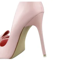 Spring Party Elegant Pink Butterfly-Knot High Heels Women Fashion Wedding Dress Pumps Side Hollowed Stiletto Shoes - Image 5