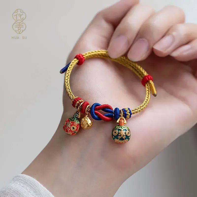 

Gold-swallowing Beast Pendant Lucky Beads Hand-woven Finished Hand Rope This Year Red Rope DIY Original Parent-child Bracelet