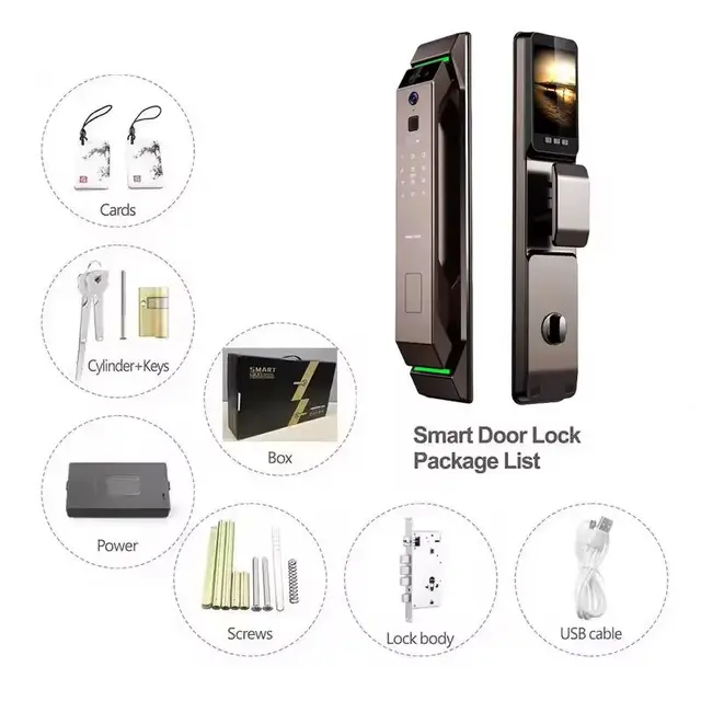 Tuya Electronic Automatic Smart Door Lock 3D Face Recognition Fingerprint Keyless Password Wifi Camera Rfid Card Home Lock 3
