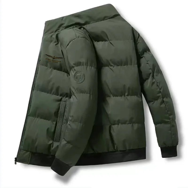 Autumn and Winter Men's Pattern Printed Logo Golden Wing Honda Coast Car Driver Standing Collar Warm Cotton Clothes