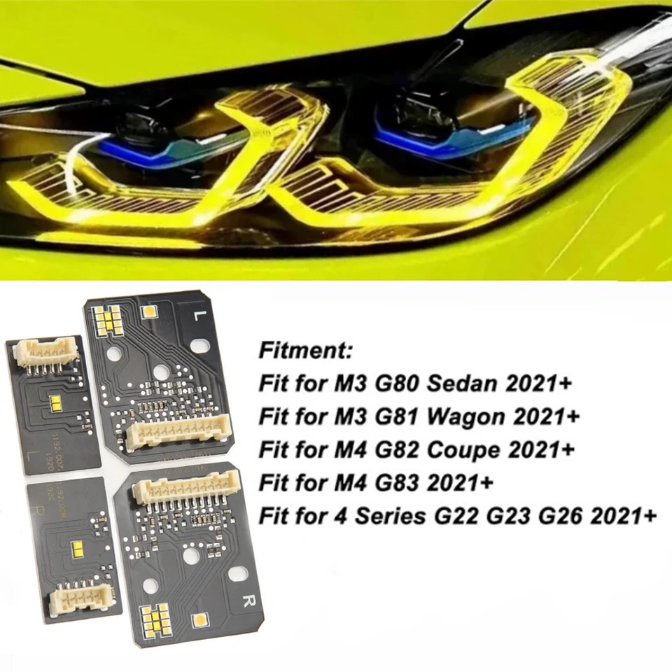 BMW M4.M3LCIヘッドライト用イエローモジュール BMW M3 M4 CSL 4 シリーズ DRL イエローゴールドカラー LED