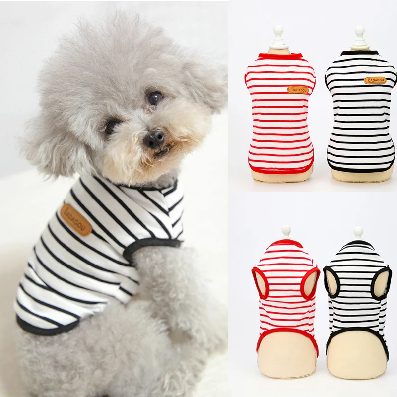 

Striped Puppy Sleeveless Vest Spring Summer Pet Clothes for Small Dogs Pomeranian Chihuahua Pullovers Kitten T-shirts Outfits