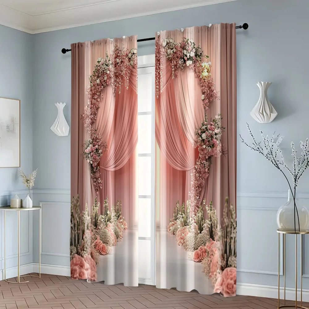 2pcs, Curtains&Drapes 2D print Romantic Gentle Style Fabric (without rod) Decorations For Home Use for Living Room, Bedroom, 6