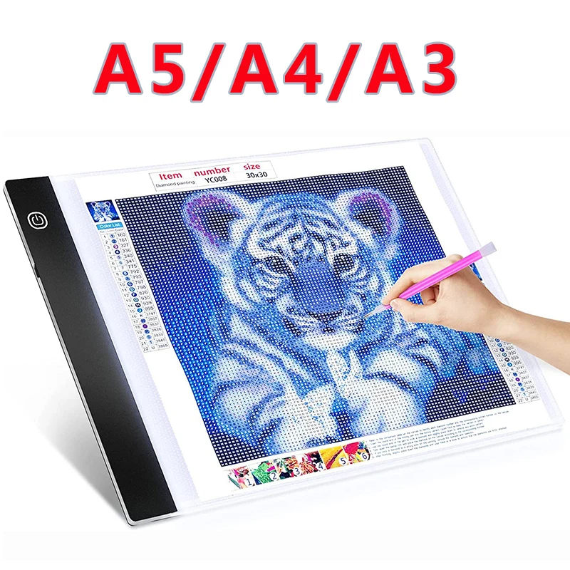 New A3/A4/A5 Three Level Dimmable Led Light Pad Drawing Board Pad Tracing  Light Box Eye Protection Easier for Diamond Painting - AliExpress