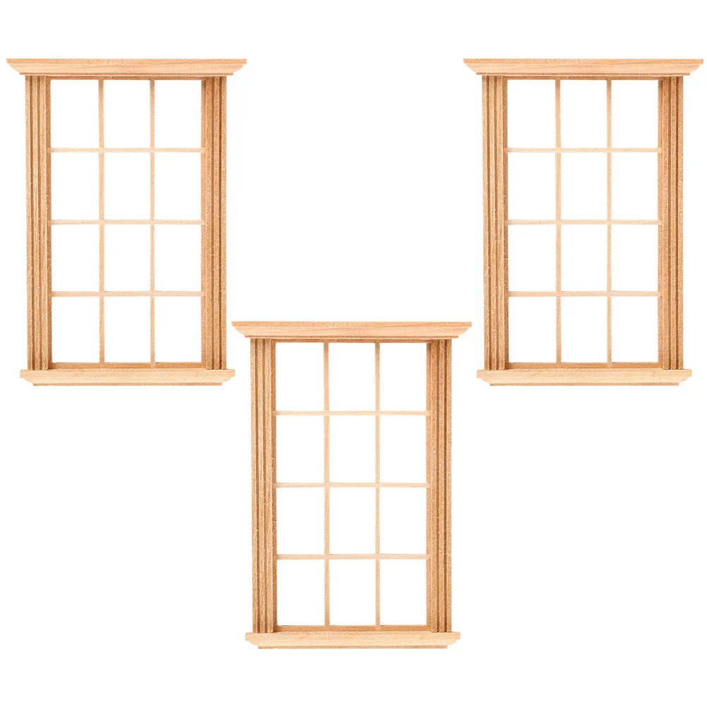 

3 Pcs Decorate Window Frame Model Dollhouse Windows Miniature Things Furniture and Accessories
