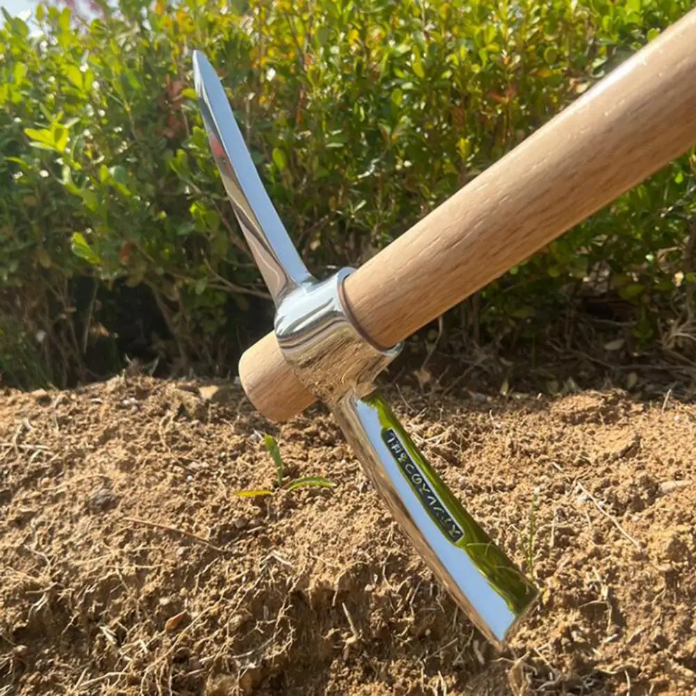 Stainless Steel Double Headed Pickaxe with Wooden Handle Loosening Soil Digging Multifunctional Mattock Pickaxe Gardening Tools garden shovel,garden hoe,garden cultivator