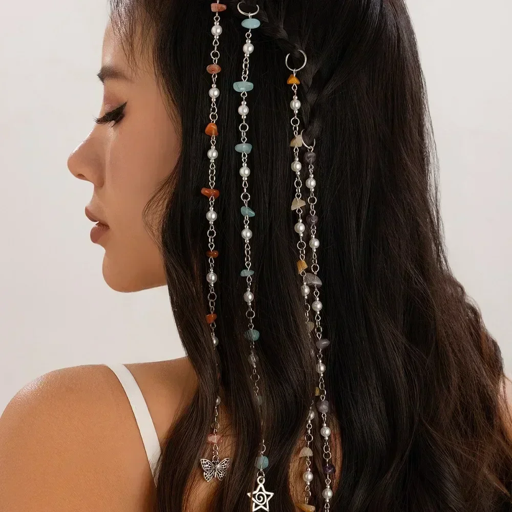 Elegant Hair Jewelry Set: Butterfly, Star, and Bead Hair Accessories