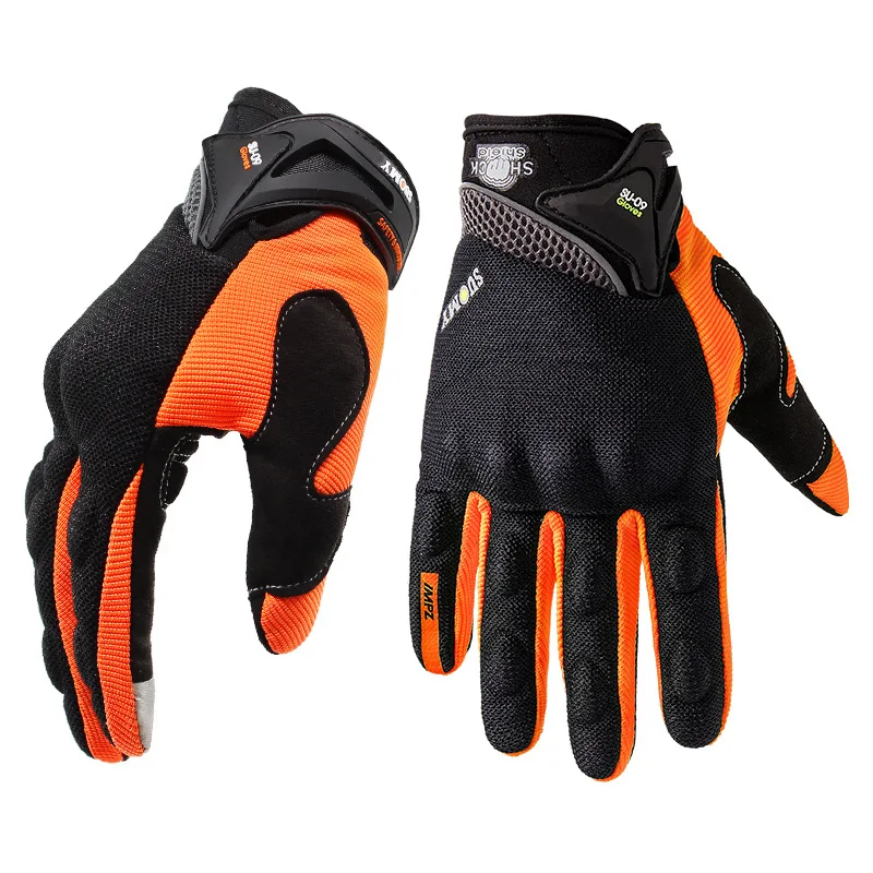 Motorcycle Gloves Breathable Full Finger Racing Motorcycle Mesh Breathable Gloves Stylishly Decorated Antiskid Wearable Touch Screen