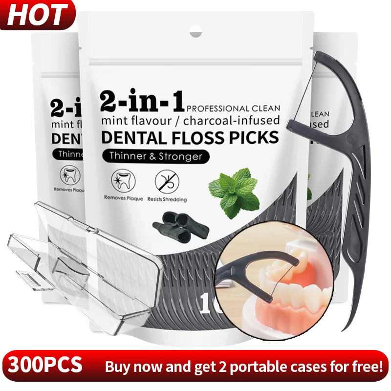 600/300/100/30 قطعة 2 في 1 عصا خيط تنظيف الأسنان م...