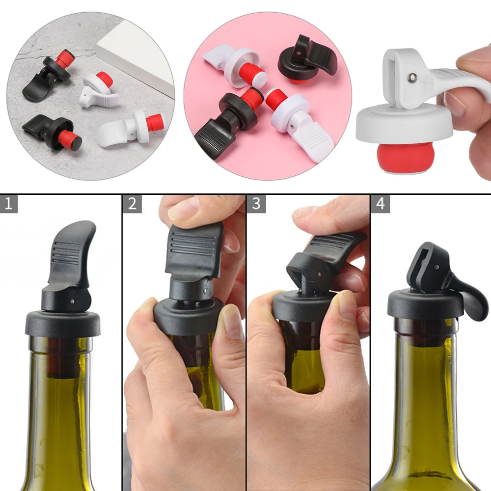 Set Di 8 Tappi Per Vino In Silicone Riutilizzabili Per Bottiglie Di Bevande Con Tappo In Sughero Per Mantenere Fresco Vino Nero 77810969