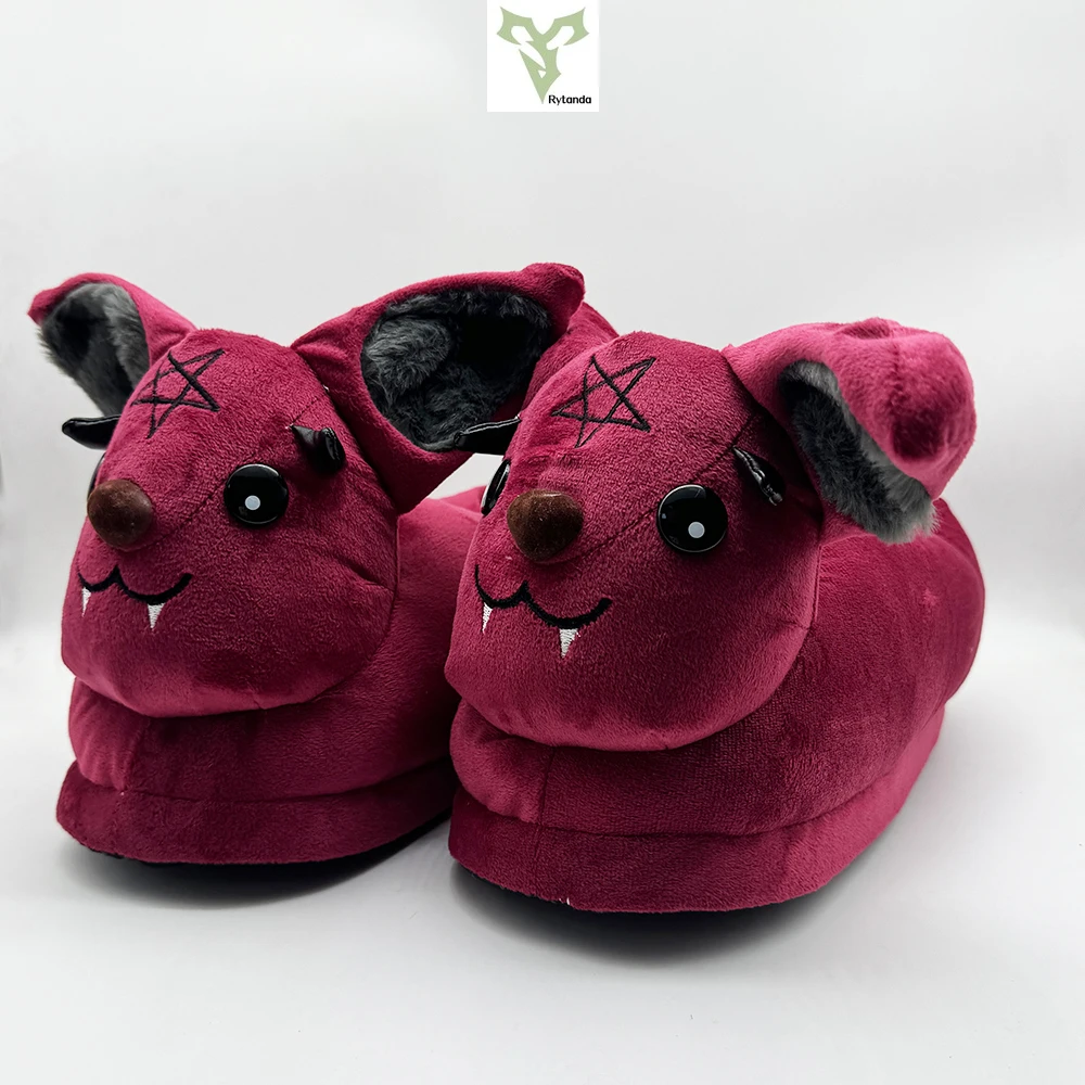 Diablo Series Rabbit Four Eyed Doll Plush Slippers Creative Rabbit Warm Slipper Winter Soft Indoor Shoes for Men Women Gifts 2