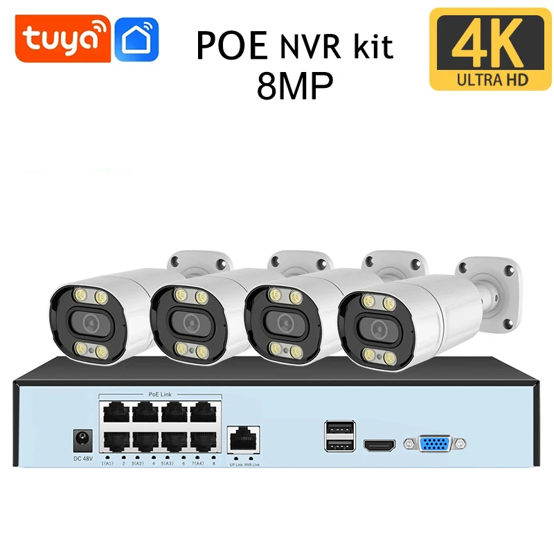 Tuya Smart Life 8CH 4K 8MP 5MP 4/6/8 كاميرا POE On...