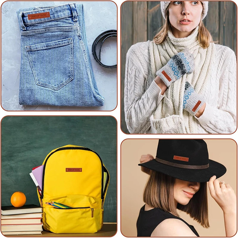 Etichette per abbigliamento 30 pezzi Etichetta in pelle PU Etichetta per abbigliamento fatta a mano con fori Decor Etichetta in maglia Borsa per jeans fai da te Scarpe Accessori per cappelli - immagine 5