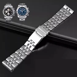 Solid Stainless Steel Watch Strap Metal Band - 22mm (Silver)