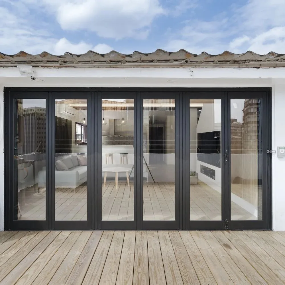 Aluminum Framed Tempered Glass Sliding Folding Door Bifold Accordion Door for Exterior Balcony Patio or Interior Home Decor