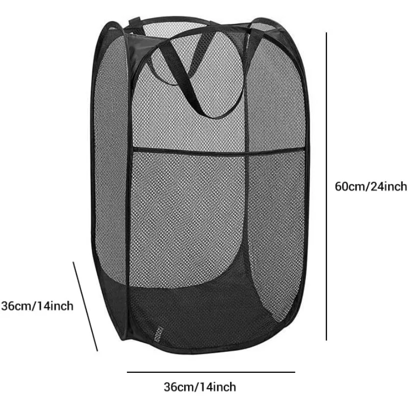 Compact Mesh Pop-Up Laundry Hamper with Wide Opening - Breathable and Collapsible for Space-Saving Laundry Storage