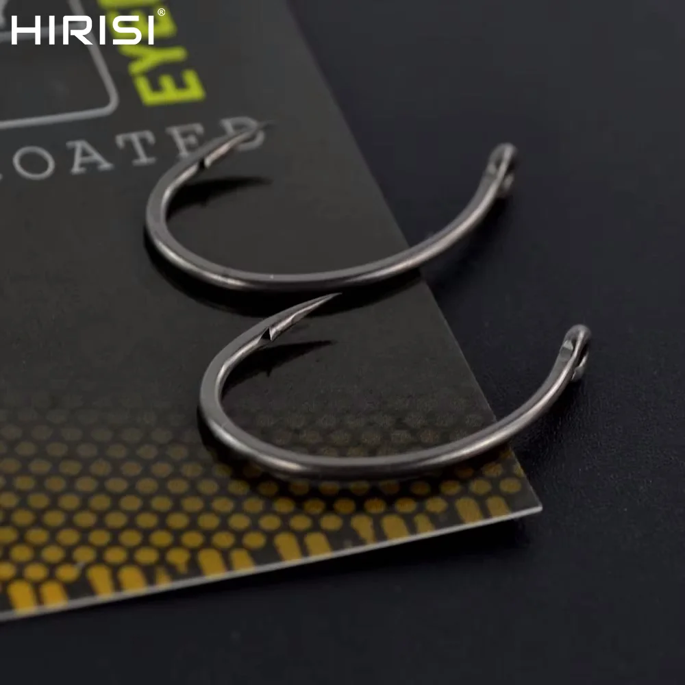 Hirisi 15 Stück Angelhaken aus PTFE-beschichtetem Hartstahl mit Mikro-Widerhaken und Öse für Karpfenangeln, Zubehör X911