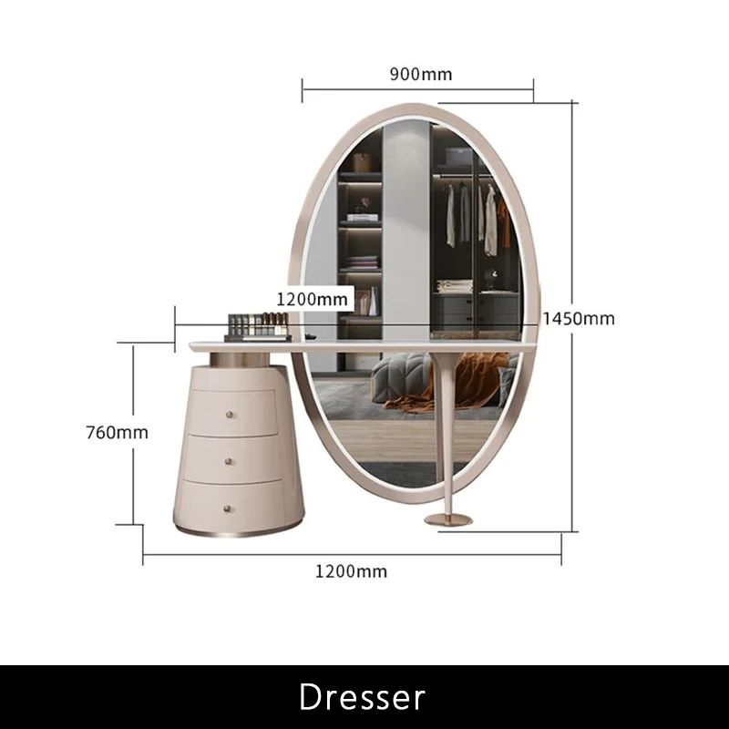 Light luxury dressing table bedroom full body smart mirror slate makeup table modern advanced dressing table