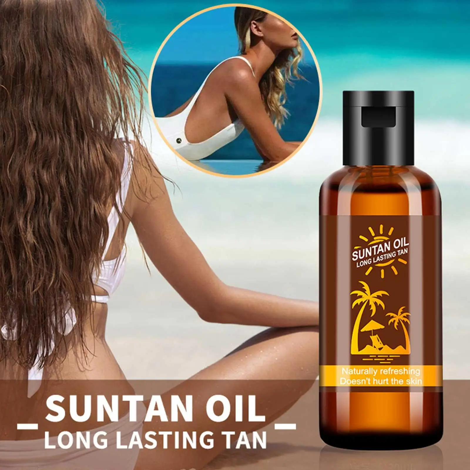Tanning Oil for Deep Bronze Glow Accelerates Sun Tanning Coconut&linseed Extract Moisturizing Hydrating Beach Formula 1/3/5pcs coconut tanning oil