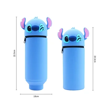 Astuccio pieghevole in silicone Stitch - Portapenne in piedi di grande capacità, simpatico organizer di cancelleria Disney per la scuola, Collapsi 1