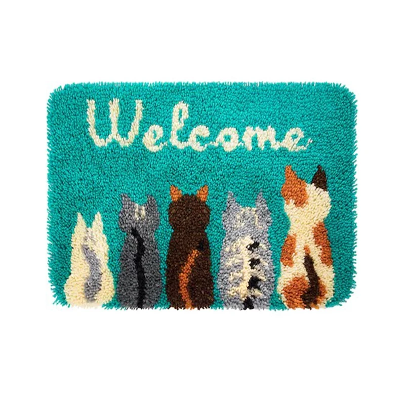 Cute Cat Carpet Embroidery Latch Hook Kits DIY Rug For Needlework Carpet Animals Latch Hook Cushion Knot Package Cushion
