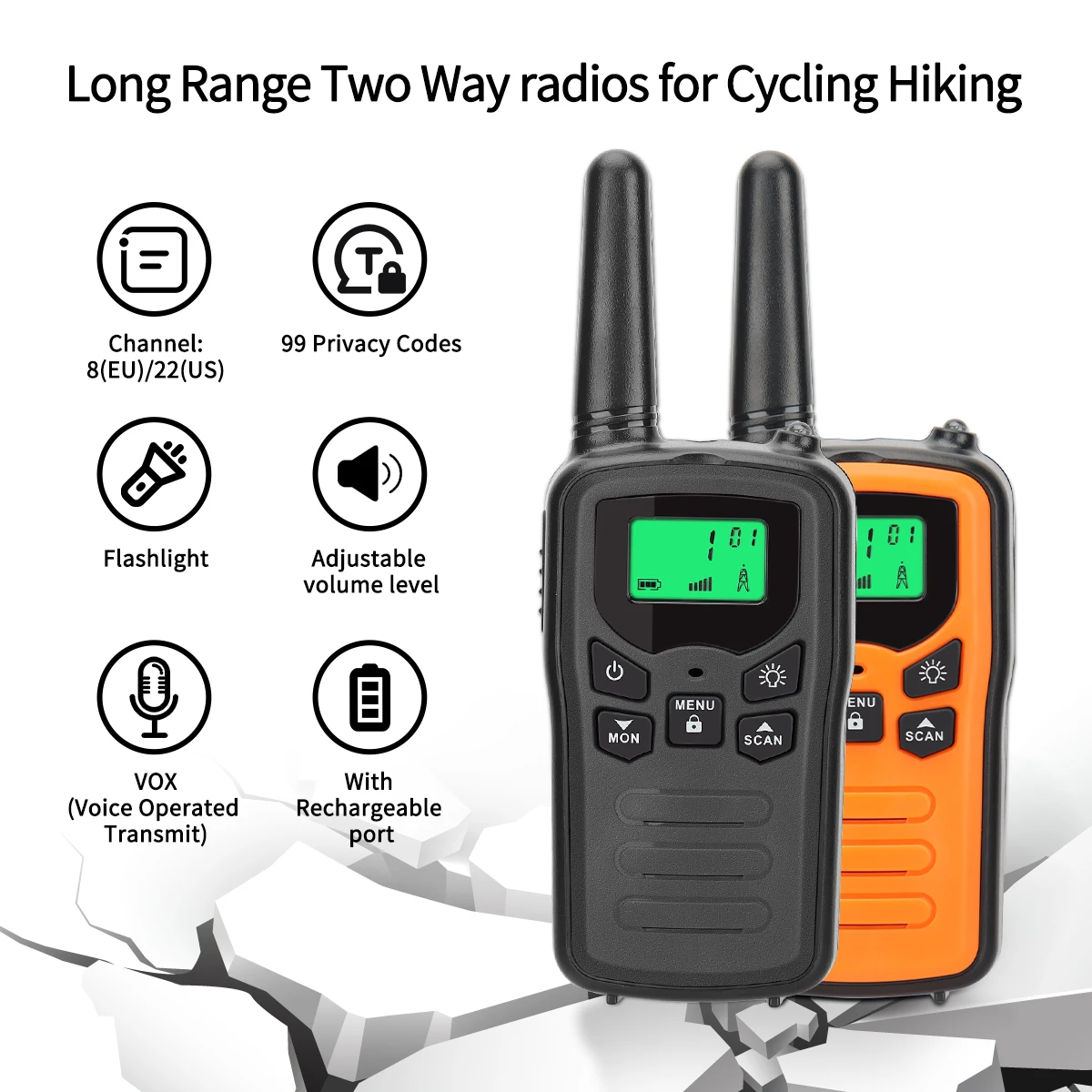 2Pcs Mini Walkie Talkies PMR/ FRS 8Miles 22CH VOX Flashlight LCD Two Way  Radio Portable Radio Hotel Hunting AliExpress