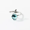 WYEAIIR 925 Sterling Silver Mermaid Blue Crystal Fish Tail Whale Resizable Opening Ring For Women Luxury Jewelry 6