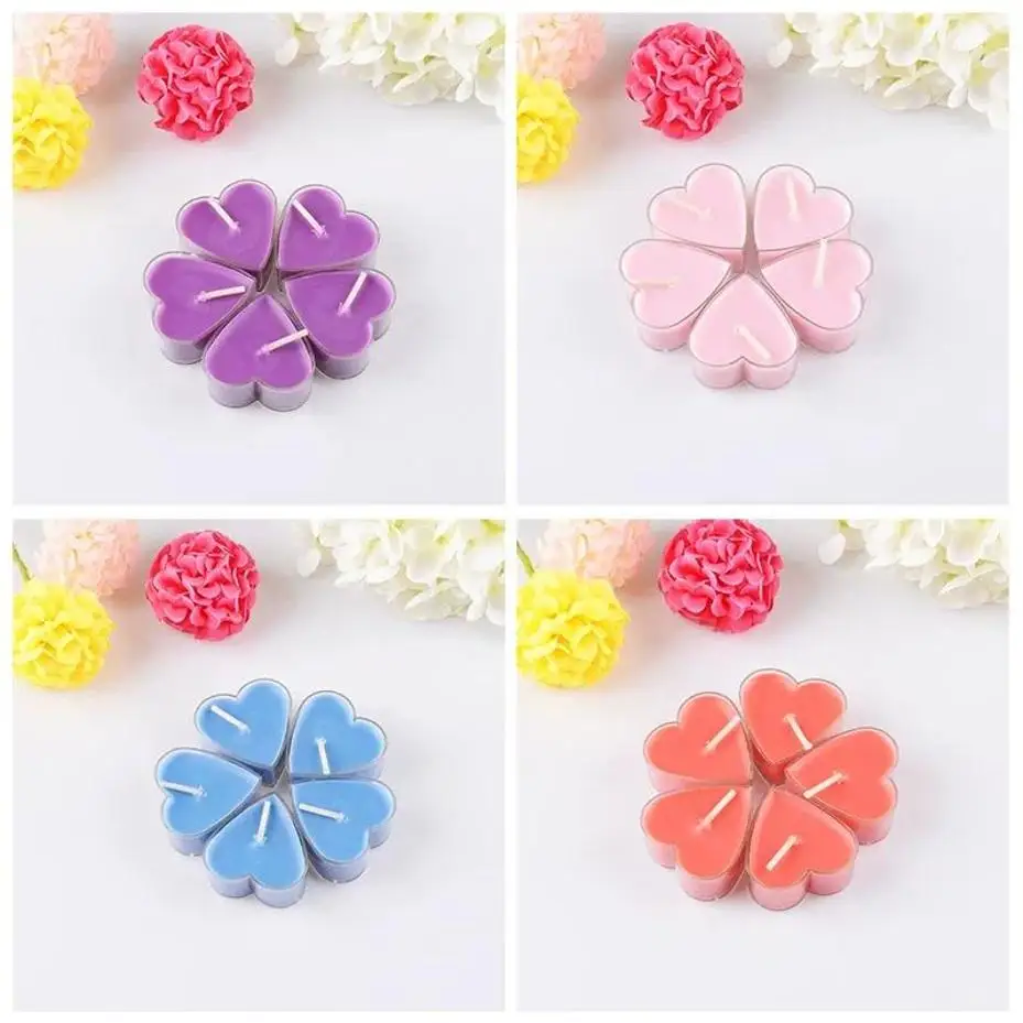 9 Pcs Creative Heart-shaped Candles/set Romantic Birthday Candles Lover Candles Dinner Proposal Scene Candles