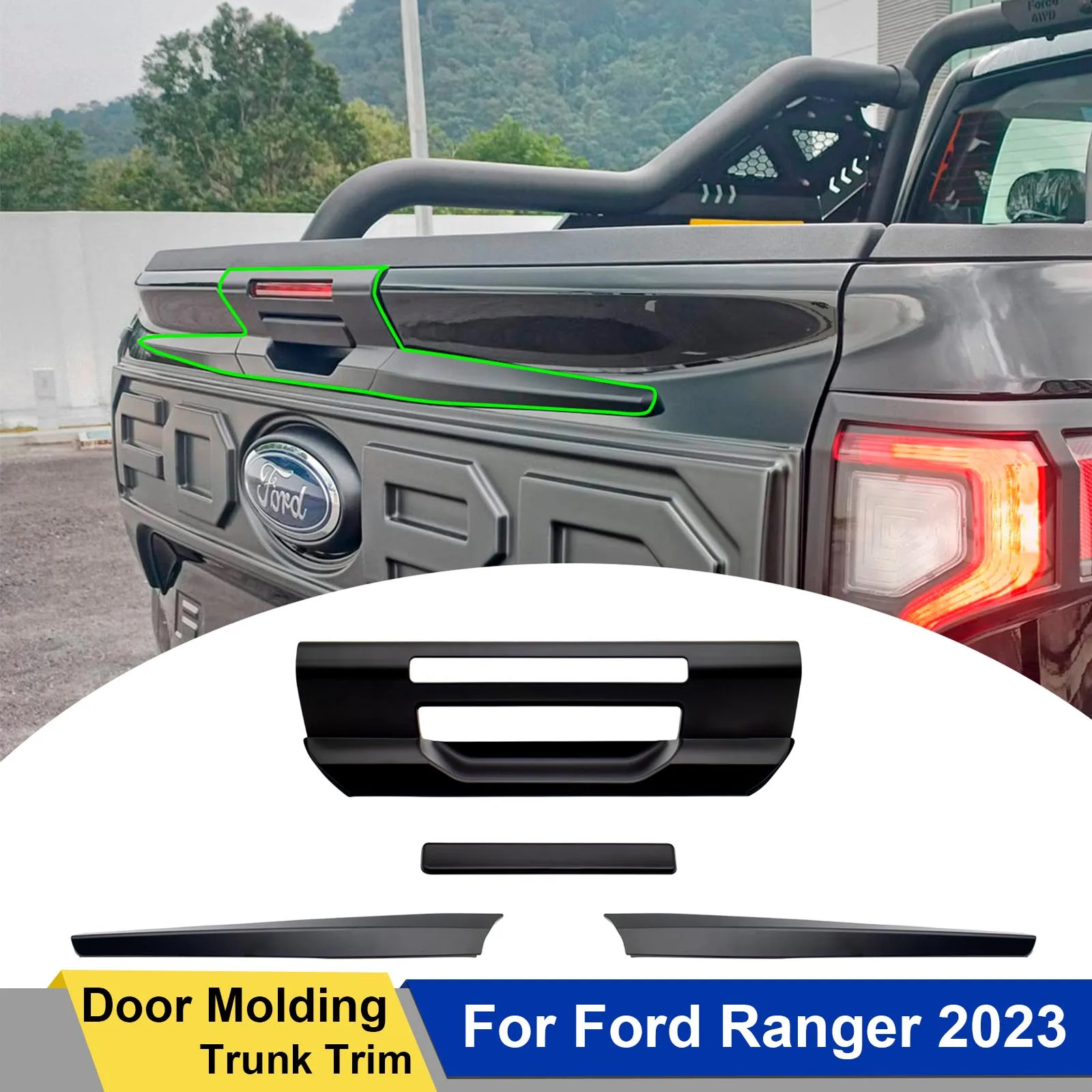 

Tailgate Rear Door Handle Cover Trim Guard Door Molding Trunk Trim For Ford Ranger 2022 2023 XLT XLS XL Next Gen Accessories