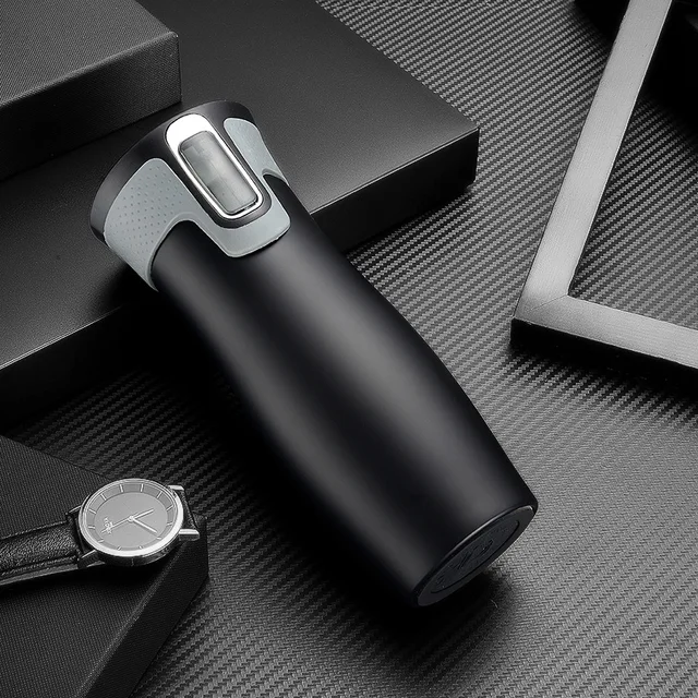 450ml Thermos Bottle For Coffee Vacuum Water Cup Business Office Car Use One-Click  Open Water Dispensing Thermal Cup 4
