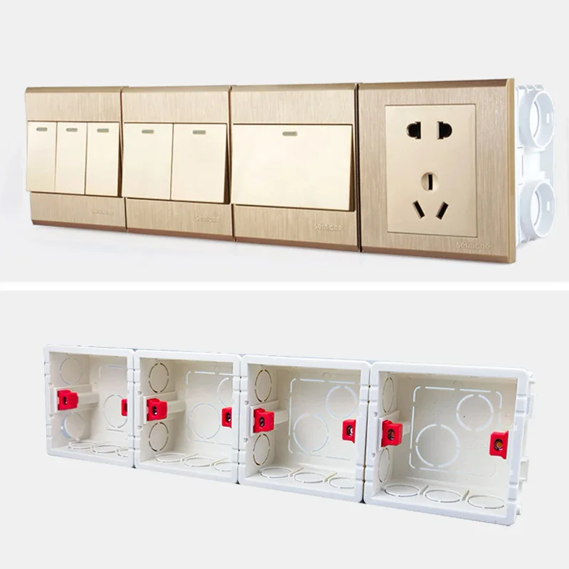 Caja de conexiones internas de montaje en pared ign&iacute;fuga Cassette cableado hormig&oacute;n ajustable enchufe interruptor